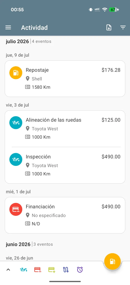 Todo tu historial: un registro cronológico de cada evento