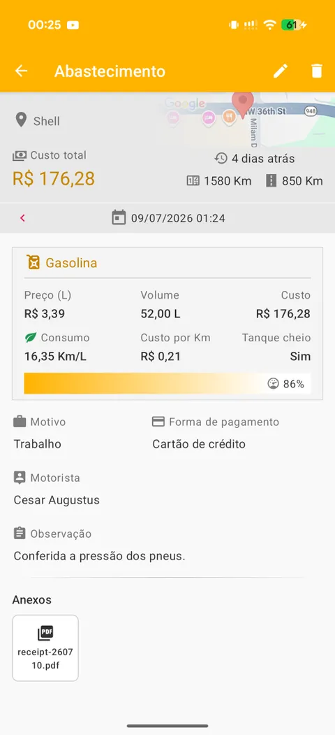 Domine o consumo de combustível — quilometragem precisa e custos reais de combustível